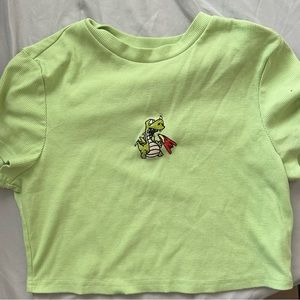 Green Short Sleeve Patch Top